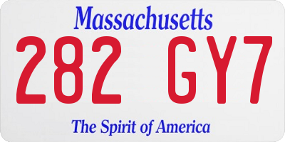 MA license plate 282GY7