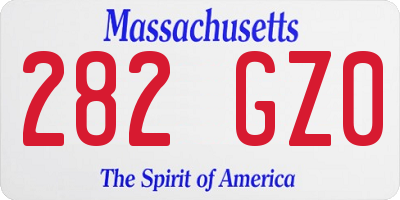 MA license plate 282GZ0