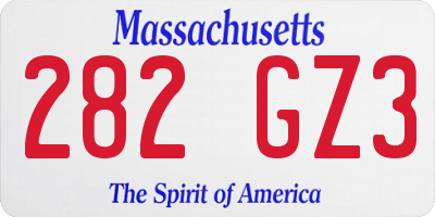MA license plate 282GZ3