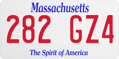 MA license plate 282GZ4