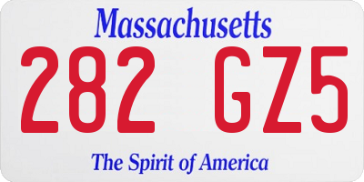 MA license plate 282GZ5