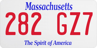 MA license plate 282GZ7