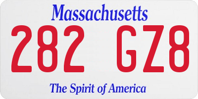 MA license plate 282GZ8
