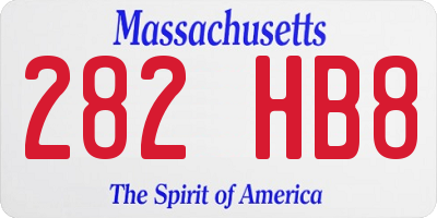 MA license plate 282HB8