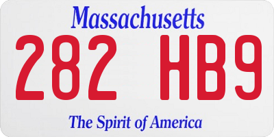 MA license plate 282HB9