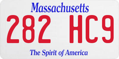 MA license plate 282HC9