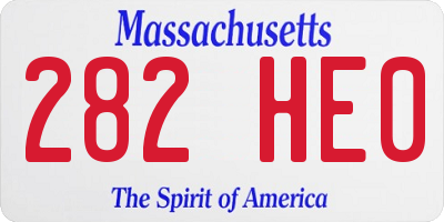 MA license plate 282HE0