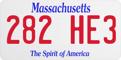 MA license plate 282HE3