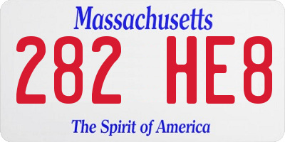 MA license plate 282HE8
