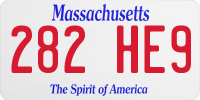 MA license plate 282HE9