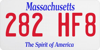 MA license plate 282HF8