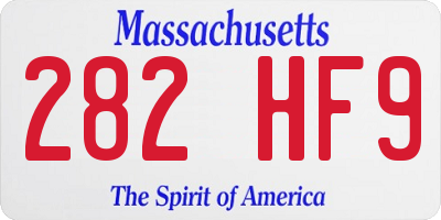 MA license plate 282HF9