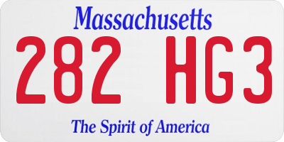 MA license plate 282HG3