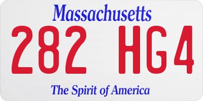 MA license plate 282HG4