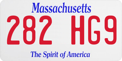 MA license plate 282HG9
