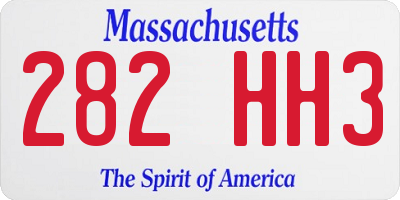 MA license plate 282HH3