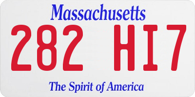 MA license plate 282HI7