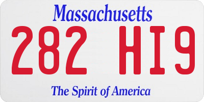 MA license plate 282HI9
