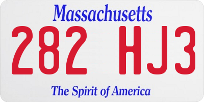 MA license plate 282HJ3