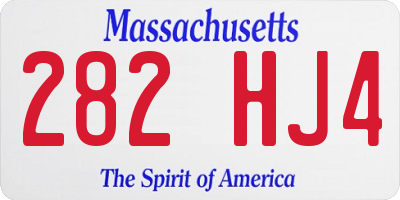 MA license plate 282HJ4