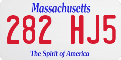 MA license plate 282HJ5