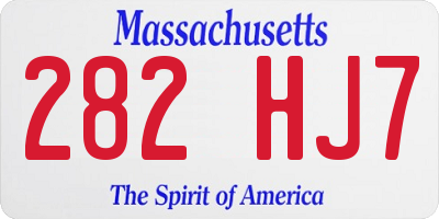 MA license plate 282HJ7