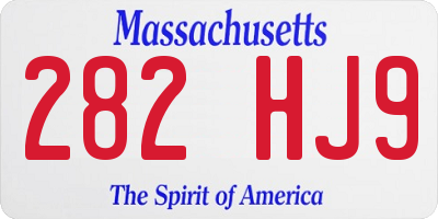 MA license plate 282HJ9