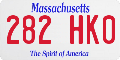 MA license plate 282HK0