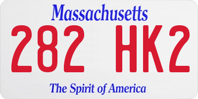 MA license plate 282HK2