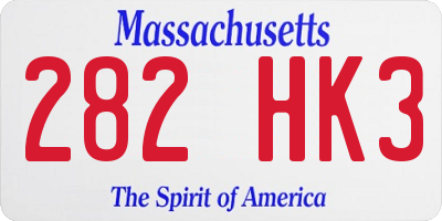 MA license plate 282HK3