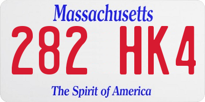 MA license plate 282HK4