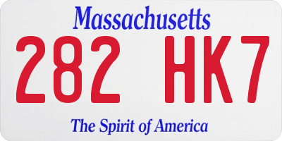 MA license plate 282HK7
