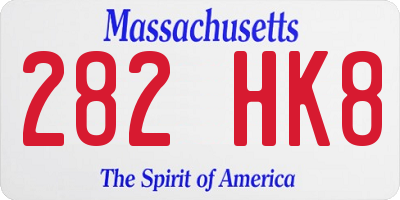 MA license plate 282HK8