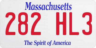 MA license plate 282HL3