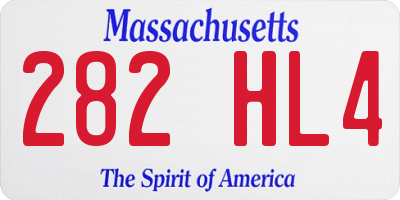 MA license plate 282HL4