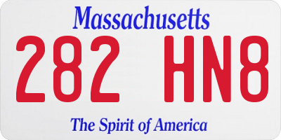 MA license plate 282HN8