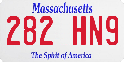 MA license plate 282HN9