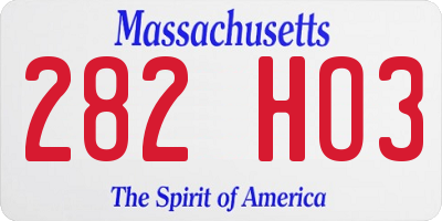 MA license plate 282HO3