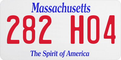 MA license plate 282HO4