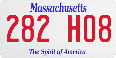 MA license plate 282HO8
