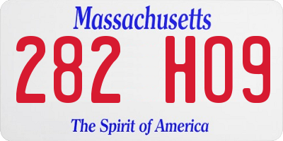 MA license plate 282HO9
