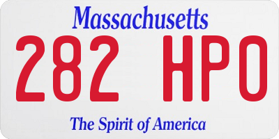 MA license plate 282HP0