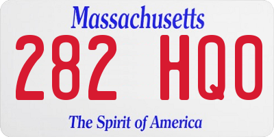 MA license plate 282HQ0
