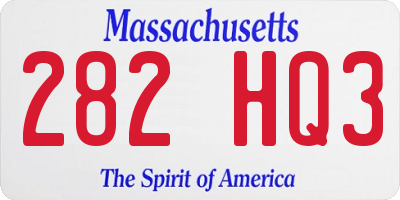 MA license plate 282HQ3