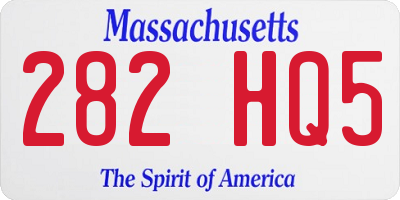 MA license plate 282HQ5