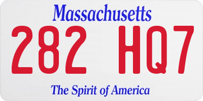 MA license plate 282HQ7