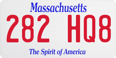 MA license plate 282HQ8