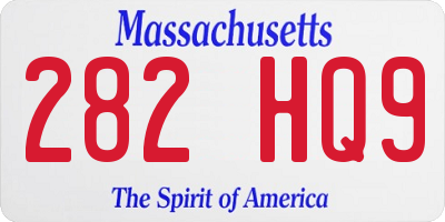 MA license plate 282HQ9
