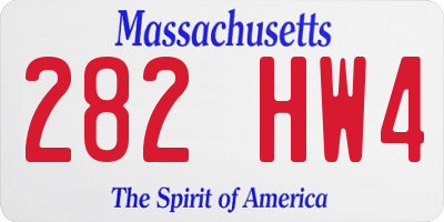 MA license plate 282HW4