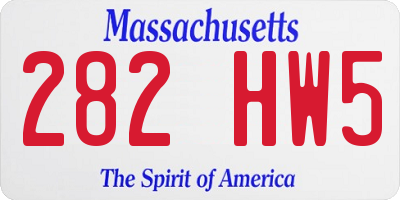 MA license plate 282HW5